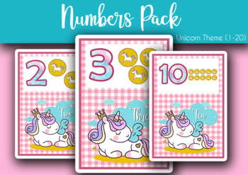 numbers flash cards pack 1 20 unicorn numbers by firstclass designs