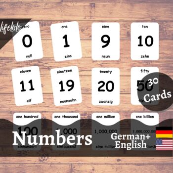 Preview of Numbers - GERMAN English Bilingual Flash Cards | Montessori Math | 30 Cards