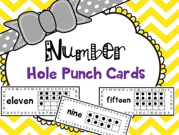 Preview of Numbers Hole Punch Cards- number identification, kindergarten, 1st grade