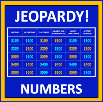 Preview of Numbers Jeopardy - an interactive math game