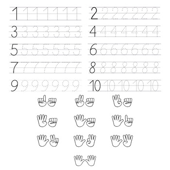 Numbers Learning 1 to 10 - Worksheets, Writing numbers, coloring