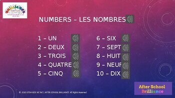 Preview of French - Numbers - Les Nombres