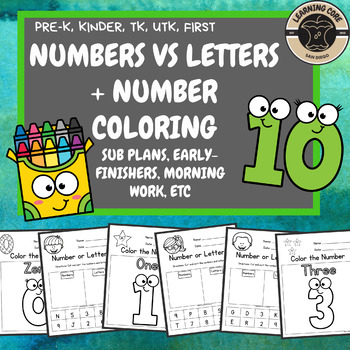 Preview of Numbers, Letters, and Coloring - PreK, Kindergarten, TK, UTK, First Grade