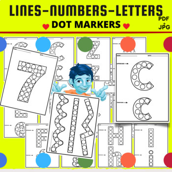 Preview of Numbers , Letters and Lines Dot Marker Activity, Bingo Dabber BUNDLE