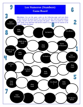 Preview of Numbers Los Numeros Game Board