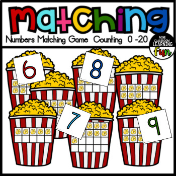 Preview of Numbers Matching Game | Counting Flashcard 0-20 | Popcorn Ten Frames