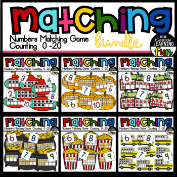 Preview of Numbers Matching Game | Counting Flashcard 0-20 | Counting Ten Frames Bundle