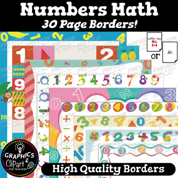 Preview of Numbers Math Borders Digits Frames for Printables {Clipart for Teachers}