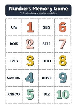 Preview of Numbers Memory Game Flashcards - Brazilian PT