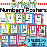 Number Posters 0-20 Bright Classroom Decor