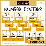 Numbers Posters Cute Bee and Rainbow Theme Classroom Decor