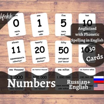 Preview of Numbers - RUSSIAN English Bilingual Flash Cards | Montessori Math | 30 Cards