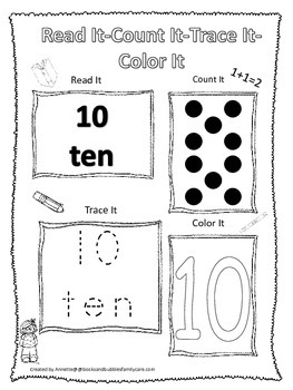 Preview of Numbers Read, Count, Trace, Color the numbers 1-20. Preschool numbers worksheets