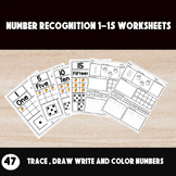 Numbers Recognition 1 to 15 and Tracing & Coloring Workshe