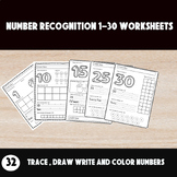 Numbers Recognition 1 to 30 and Tracing & Coloring Workshe