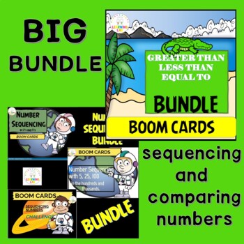 Preview of Numbers- Sequencing and Comparing BOOM CARDS BUNDLE