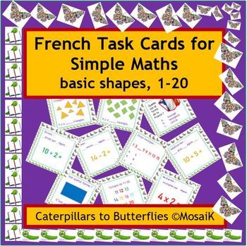Preview of Numbers Shapes Math Numeracy French 54 task cards
