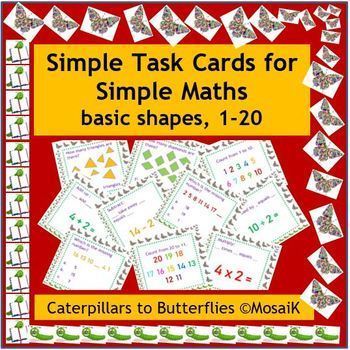 Preview of Numbers Shapes Math numeracy 54 task cards