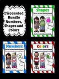 Numbers Shapes and Colors Math Center Games Bundle