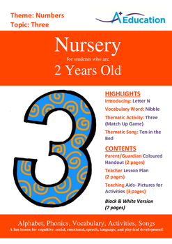 Numbers Three Letter N Nibble Nursery 2 Years Old Tpt