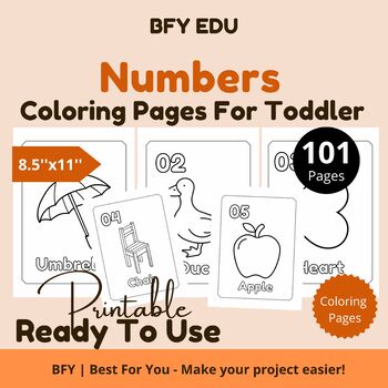 Preview of Numbers* Toddler Coloring Book 8.5x11 101 pages