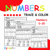 Numbers Trace, Count, and Color Worksheets