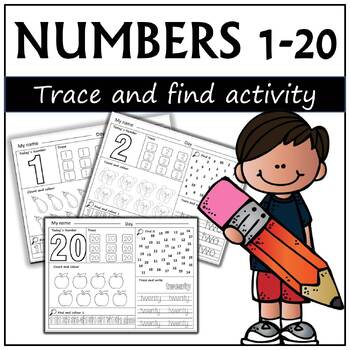 Preview of Numbers -Trace and write - find and colour - 1-20 Pages Activities
