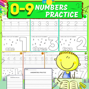 Preview of Numbers Tracing Worksheets 0-9,Handwriting Practice Sheet For Kids