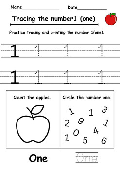 Preview of Numbers Tracing Worksheets 1 to 10 (10 Worksheets)