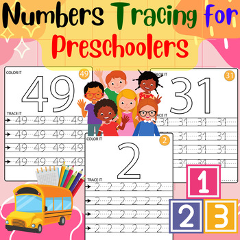 Preview of Numbers Tracing for Preschoolers 1-50, Kindergarden Worksheets