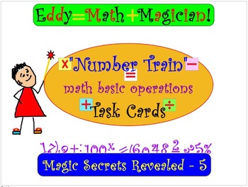 Preview of Basic Math Operations Skills: NUMBER TRAIN 16 Task Cards, Review, Test Prep