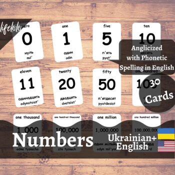 Preview of Numbers - UKRAINIAN English Bilingual Flash Cards | Montessori Math | 30 Cards
