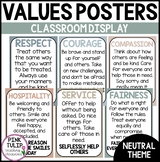 Values Posters Earth Tones - Classroom Decor