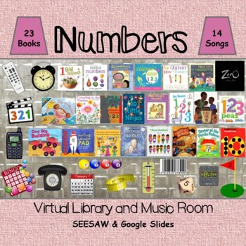 Preview of Numbers Virtual Library & Music Room - SEESAW & Google Slides