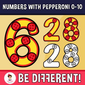 Preview of Numbers With Pepperoni Clipart 0-10 Math Back To School Counting Food