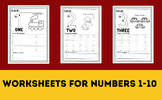 Numbers Worksheets  1-10 fok kide printable  pdf learning 
