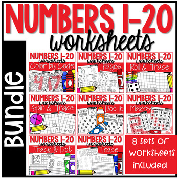 Preview of Numbers Worksheets 1-20 Bundle for Preschool, Pre-K, and Kindergarten