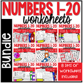 Numbers Worksheets 1-20 Bundle for Preschool, Pre-K, and K