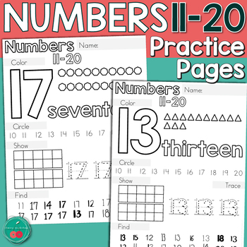 numbers worksheets 11 20 by cherry workshop teachers pay teachers