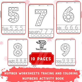 Numbers Worksheets Tracing and Coloring - Numbers Activity Books For Kids