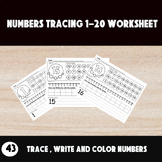 Numbers Writing Practice 1-20 and Tracing & Coloring Works