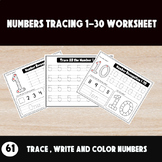 Numbers Writing Practice 1-30 and Tracing & Coloring Works