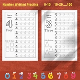 Number Handwriting Practice  from 1 to 10 - 20..100 / trac