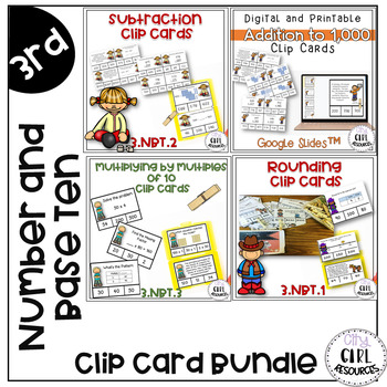 Preview of Numbers and Base Ten Clip Card Bundle