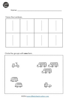 pre k numbers 1 to 10 worksheets by little dots tpt