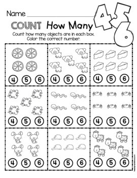 FREE Numbers and Counting Worksheets MATH CENTERS - 1:1 correspondence