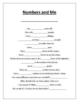 Preview of Numbers and Me - All about me with numbers.