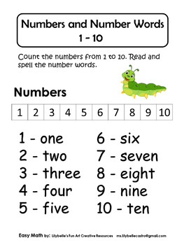 numbers and number words 1 20 printable tpt