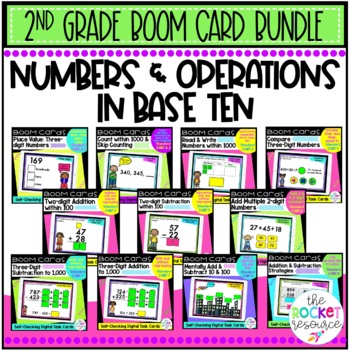 Preview of Numbers and Operations 2nd Grade BOOM Card BUNDLE