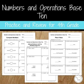 Preview of Numbers and Operations Base Ten Math 4th Grade Practice and Review